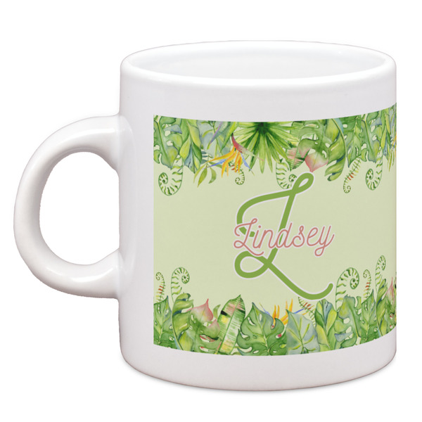 Custom Tropical Leaves Border Espresso Cup (Personalized)