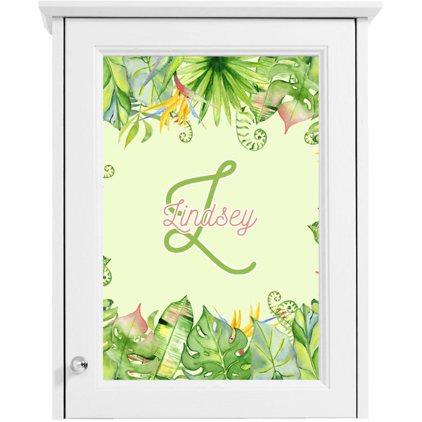 Tropical Leaves Border Single White Cabinet Decal