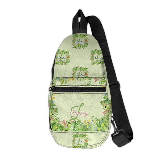 Custom Tropical Leaves Border Sling Bag (Personalized)