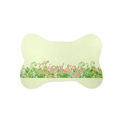 Tropical Leaves Border Bone Shaped Dog Food Mat (Small) (Personalized)