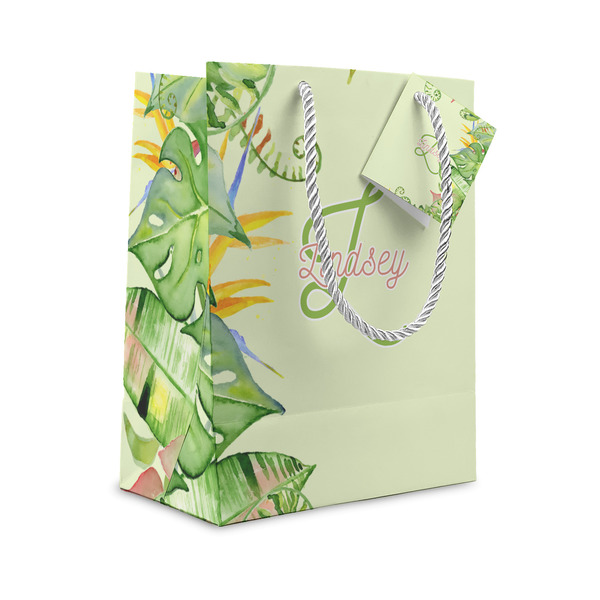 Custom Tropical Leaves Border Small Gift Bag (Personalized)