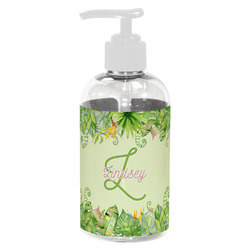 Tropical Leaves Border Plastic Soap / Lotion Dispenser (8 oz - Small - White) (Personalized)