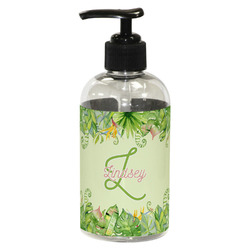 Tropical Leaves Border Plastic Soap / Lotion Dispenser (8 oz - Small - Black) (Personalized)