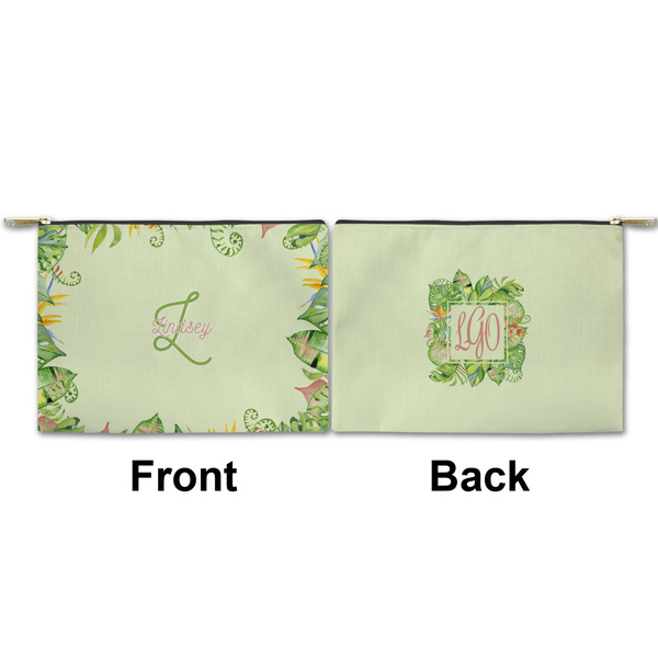Tropical Leaves Border Small Zipper Pouch Approval (Front and Back)