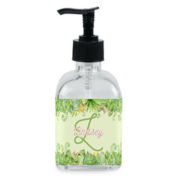 Tropical Leaves Border Glass Soap & Lotion Bottle - Single Bottle (Personalized)
