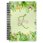 Tropical Leaves Border Spiral Notebook - 7x10 w/ Name and Initial