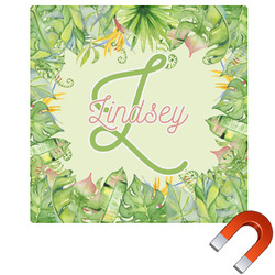 Tropical Leaves Border Square Car Magnet - 10" (Personalized)