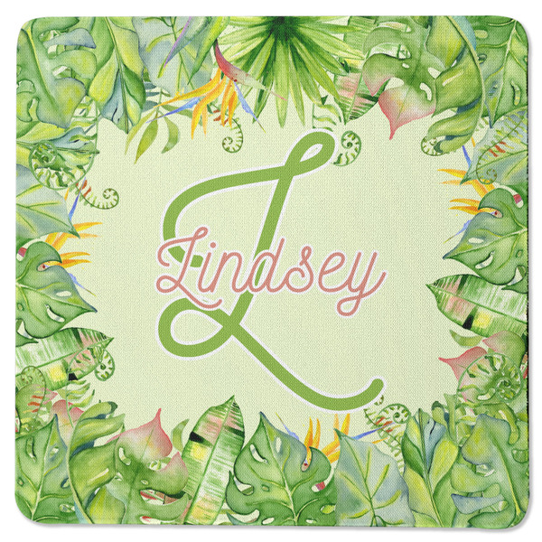 Tropical Leaves Border Square Coaster Rubber Back - Single