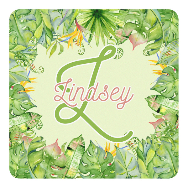 Custom Tropical Leaves Border Square Decal - Large (Personalized)