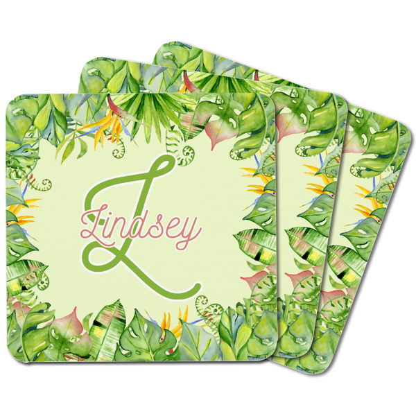 Tropical Leaves Border Square Fridge Magnet - MAIN