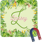 Tropical Leaves Border Square Fridge Magnet (Personalized)