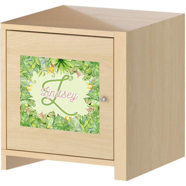 Tropical Leaves Border Square Wall Decal on Wooden Cabinet