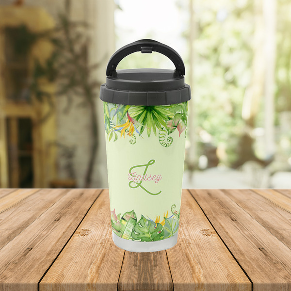 Tropical Leaves Border Stainless Steel Travel Cup Lifestyle