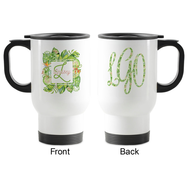 Tropical Leaves Border Stainless Steel Travel Mug with Handle - Apvl