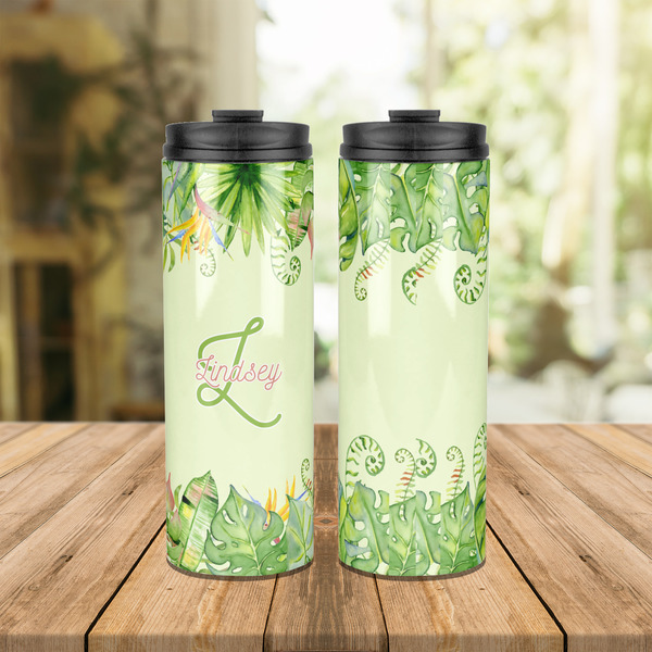 Tropical Leaves Border Stainless Steel Tumbler - Lifestyle