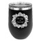 Tropical Leaves Border Stainless Wine Tumblers - Black - Double Sided - Front