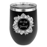 Tropical Leaves Border Stemless Wine Tumbler - 5 Color Choices - Stainless Steel  (Personalized)