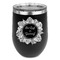 Tropical Leaves Border Stainless Wine Tumblers - Black - Single Sided - Front