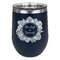 Tropical Leaves Border Stainless Wine Tumblers - Navy - Single Sided - Front