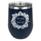 Tropical Leaves Border Stemless Stainless Steel Wine Tumbler - Navy - Single Sided (Personalized)