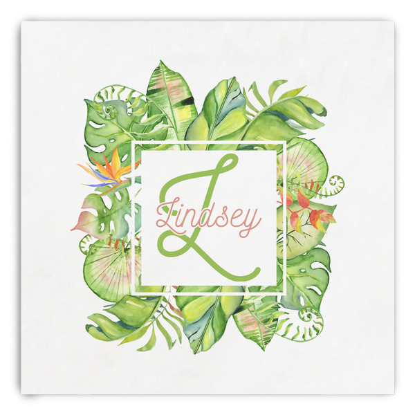 Custom Tropical Leaves Border Paper Dinner Napkins (Personalized)