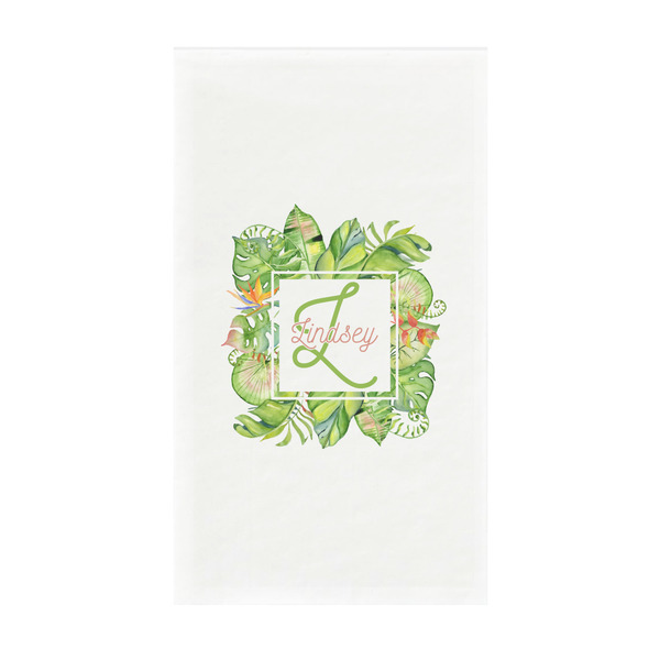 Custom Tropical Leaves Border Guest Towels - Full Color - Standard (Personalized)