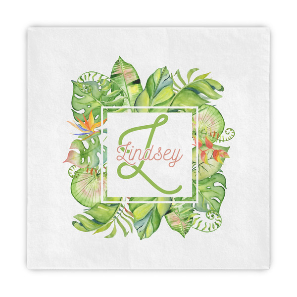 Custom Tropical Leaves Border Decorative Paper Napkins (Personalized)