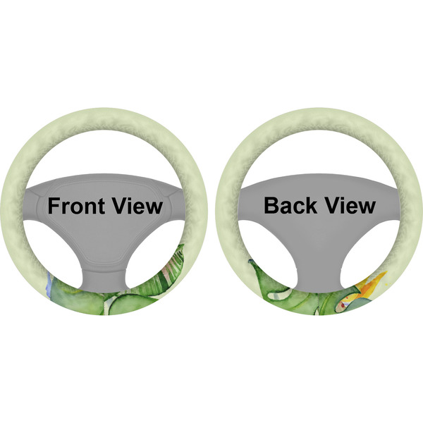 Tropical Leaves Border Steering Wheel Cover- Front and Back