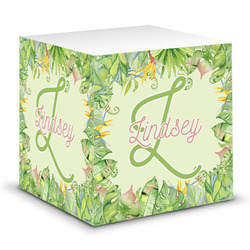 Tropical Leaves Border Sticky Note Cube (Personalized)