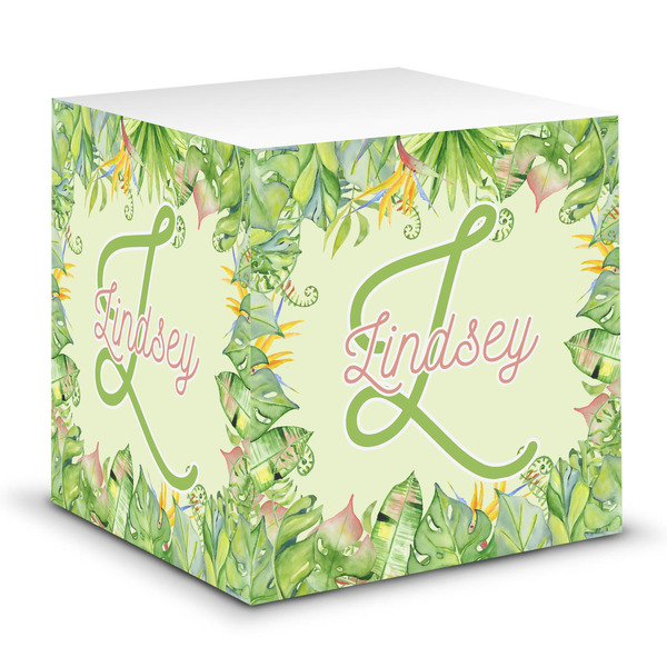 Custom Tropical Leaves Border Sticky Note Cube (Personalized)