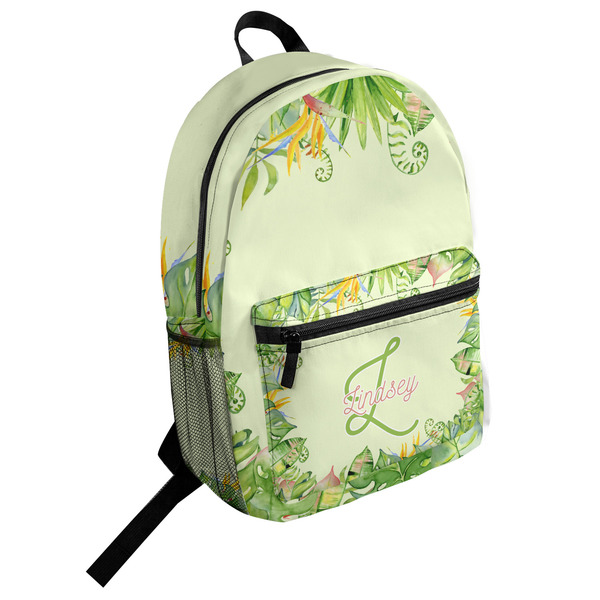 Custom Tropical Leaves Border Student Backpack (Personalized)