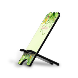 Tropical Leaves Border Stylized Cell Phone Stand - Small w/ Name and Initial