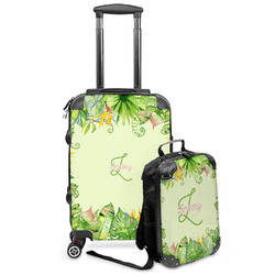 Tropical Leaves Border Kids 2-Piece Luggage Set - Suitcase & Backpack (Personalized)