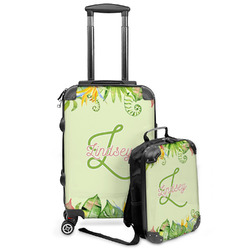 Tropical Leaves Border Kids 2-Piece Luggage Set - Suitcase & Backpack (Personalized)