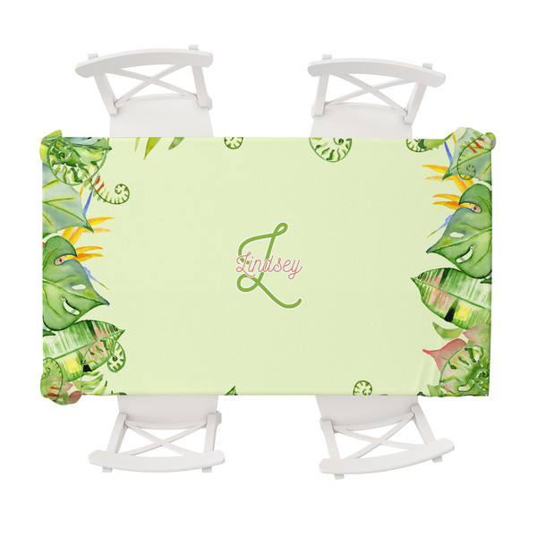 Custom Tropical Leaves Border Tablecloth - 58"x102" (Personalized)