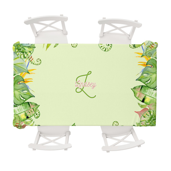 Custom Tropical Leaves Border Tablecloth - 58"x102" (Personalized)