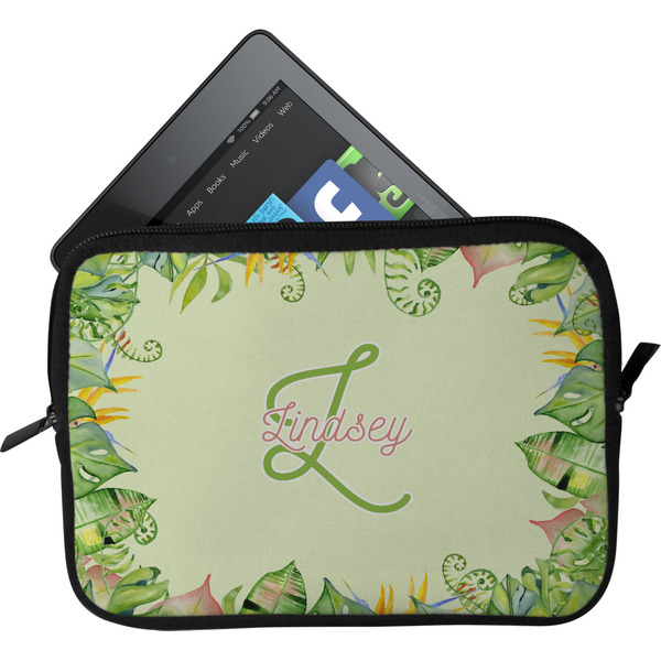 Custom Tropical Leaves Border Tablet Case / Sleeve - Small (Personalized)