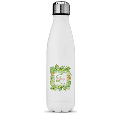 Tropical Leaves Border Water Bottle - 17 oz. - Stainless Steel - Full Color Printing (Personalized)