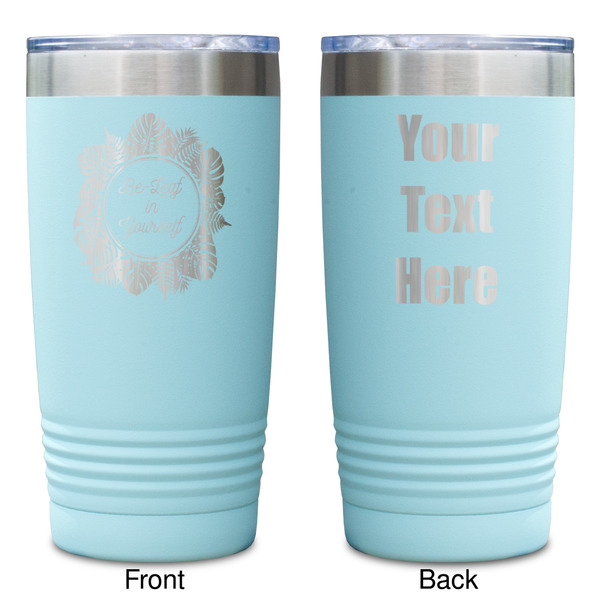Tropical Leaves Border Teal Polar Camel Tumbler - 20oz -Double Sided - Approval