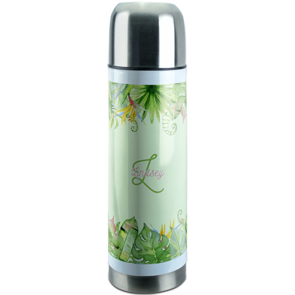 Custom Tropical Leaves Border Stainless Steel Thermos (Personalized)