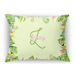 Tropical Leaves Border Rectangular Throw Pillow Case (Personalized)