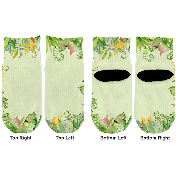 Tropical Leaves Border Toddler Ankle Socks - Double Pair - Front and Back - Apvl