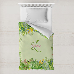 Tropical Leaves Border Toddler Duvet Cover w/ Name and Initial