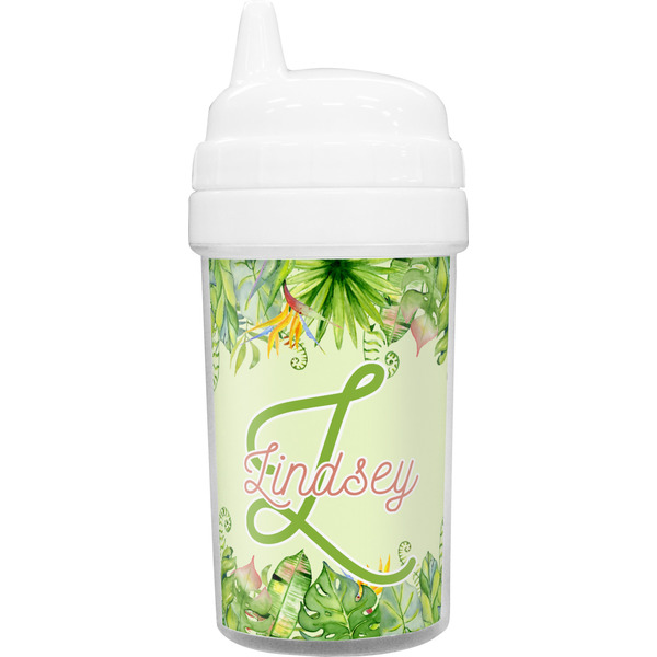 Custom Tropical Leaves Border Sippy Cup (Personalized)