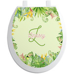 Tropical Leaves Border Toilet Seat Decal (Personalized)