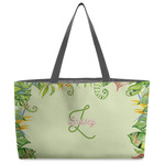Tropical Leaves Border Beach Totes Bag - w/ Black Handles (Personalized)