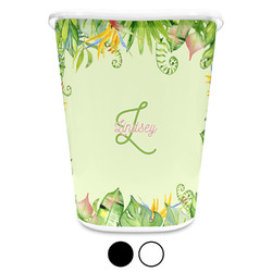 Tropical Leaves Border Waste Basket (Personalized)
