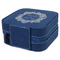 Tropical Leaves Border Travel Jewelry Boxes - Leather - Navy Blue - View from Rear