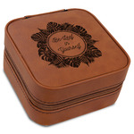 Tropical Leaves Border Travel Jewelry Box - Leather (Personalized)