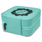 Tropical Leaves Border Travel Jewelry Boxes - Leather - Teal - View from Rear